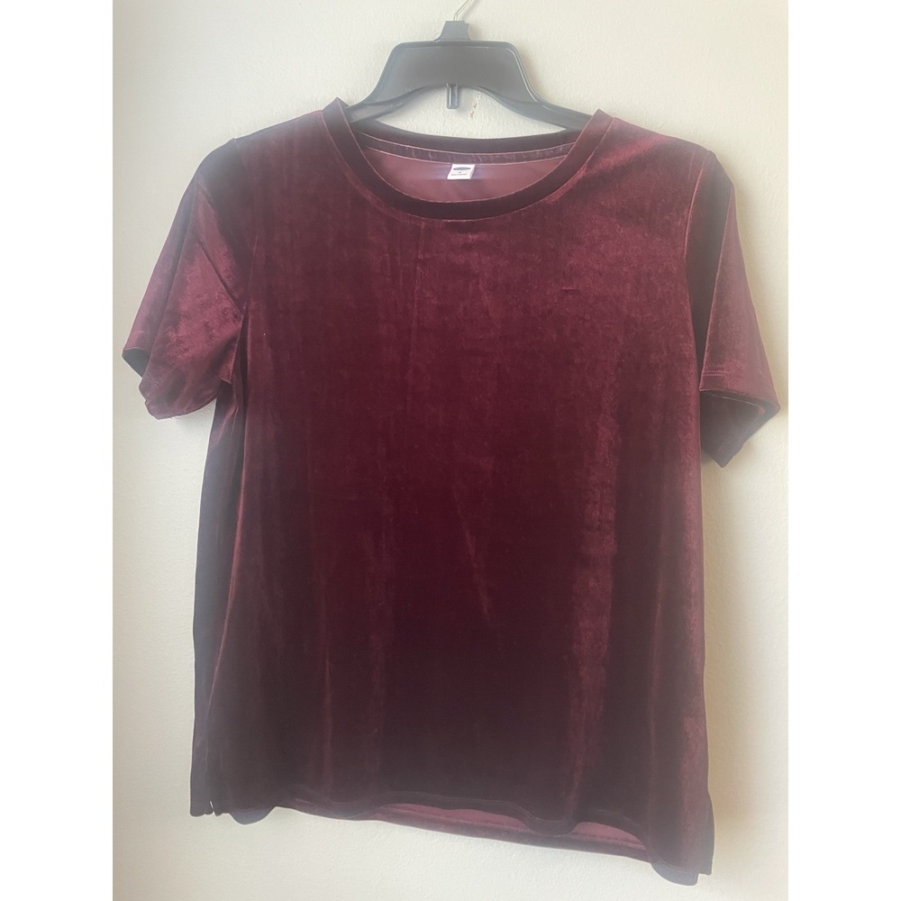 OLD NAVY Stretch Velvet Top Short Sleeve Crew Neck‎ Ember Red (Maroon)  Medium
